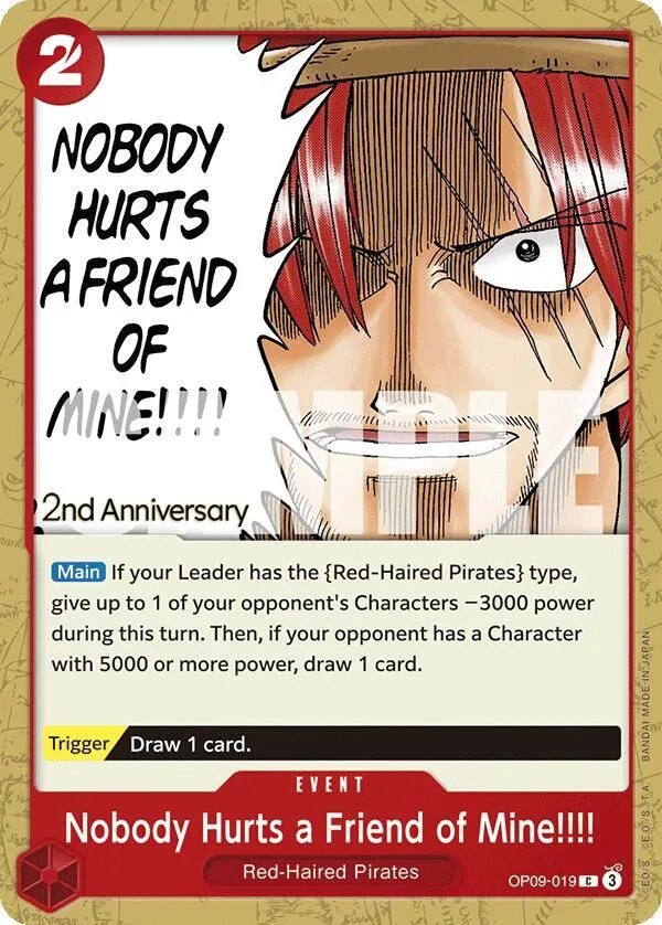 Nobody Hurts a Friend of Mine!!!! — Emperors in the New World: 2nd Anniversary Tournament Cards — One Piece Card Game