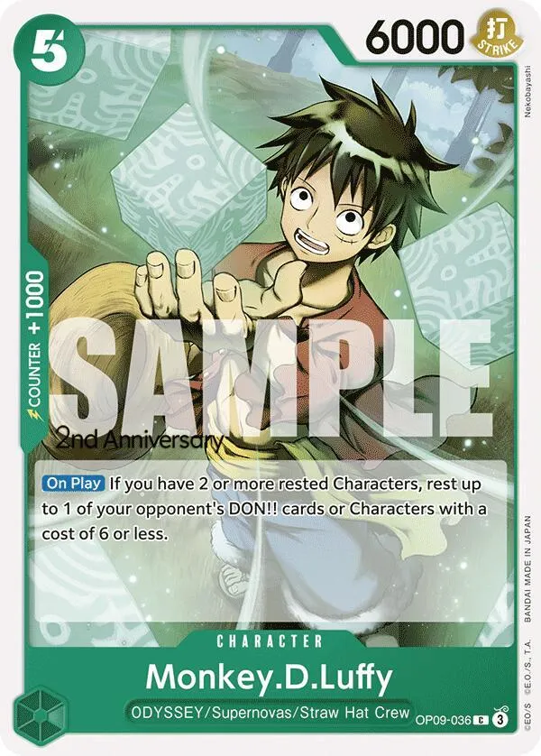 Monkey.D.Luffy (036) — Emperors in the New World: 2nd Anniversary Tournament Cards — One Piece Card Game