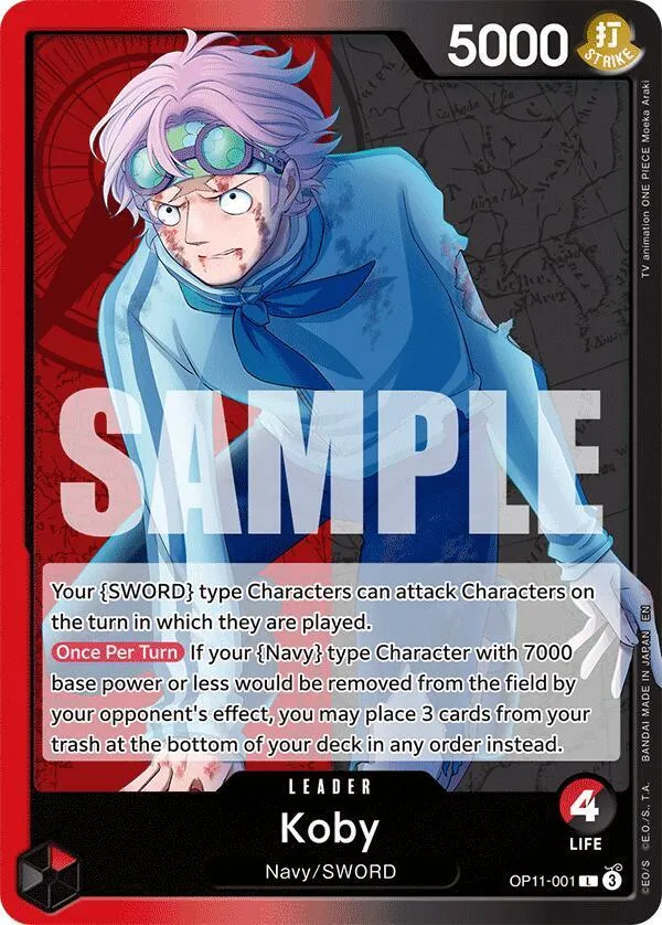 Koby (001) — A Fist of Divine Speed — One Piece Card Game