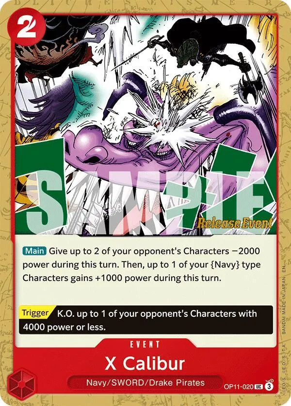 X Calibur — A Fist of Divine Speed Release Event Cards — One Piece Card Game