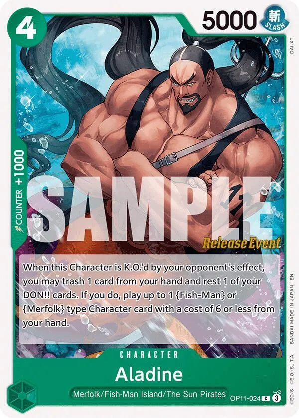 Aladine — A Fist of Divine Speed Release Event Cards — One Piece Card Game