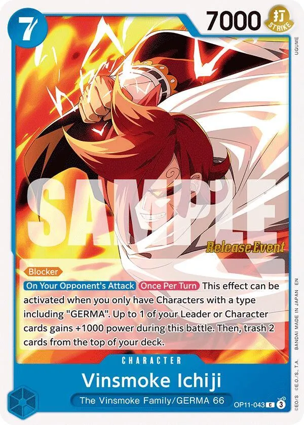 Vinsmoke Ichiji — A Fist of Divine Speed Release Event Cards — One Piece Card Game