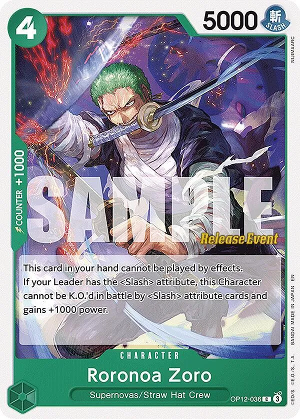 Roronoa Zoro (036) — Legacy of the Master Release Event Cards — One Piece Card Game