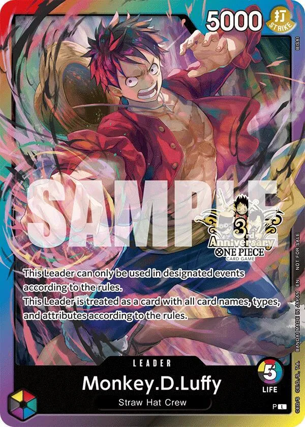 Monkey.D.Luffy (3rd Anniversary Tournament 3 Brothers Pack) — Carrying On His Will: 3rd Anniversary Tournament Cards — One Piece Card Game