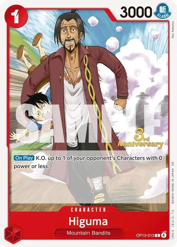 Higuma from Carrying On His Will: 3rd Anniversary Tournament Cards - One Piece Card Game