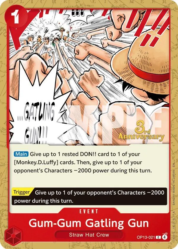 Gum-Gum Gatling Gun — Carrying On His Will: 3rd Anniversary Tournament Cards — One Piece Card Game
