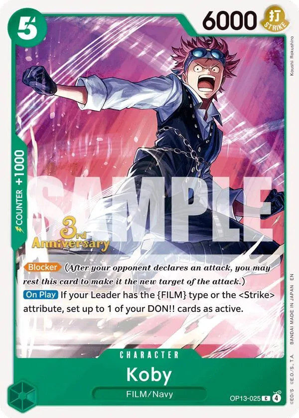 Koby — Carrying On His Will: 3rd Anniversary Tournament Cards — One Piece Card Game