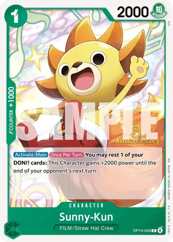 Sunny-Kun — Carrying On His Will: 3rd Anniversary Tournament Cards — One Piece Card Game