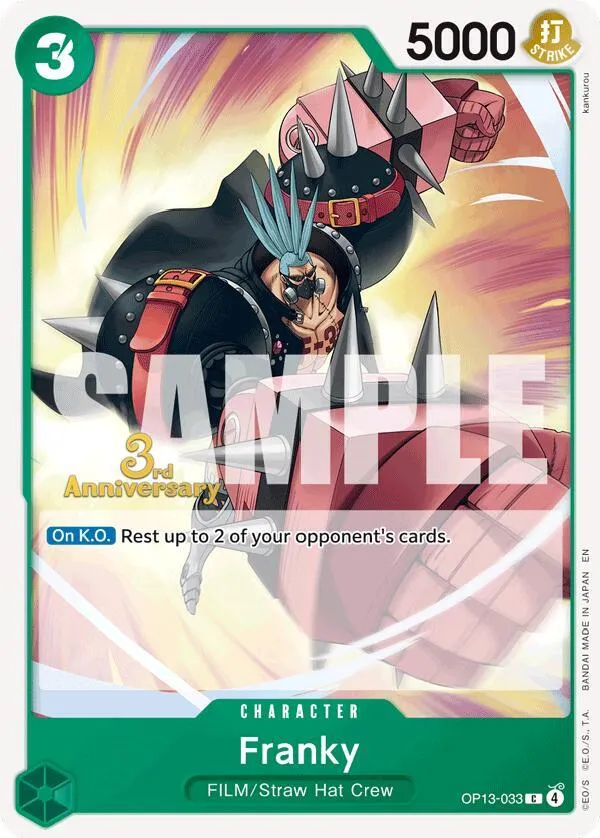 Franky — Carrying On His Will: 3rd Anniversary Tournament Cards — One Piece Card Game