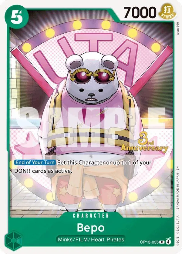 Bepo — Carrying On His Will: 3rd Anniversary Tournament Cards — One Piece Card Game