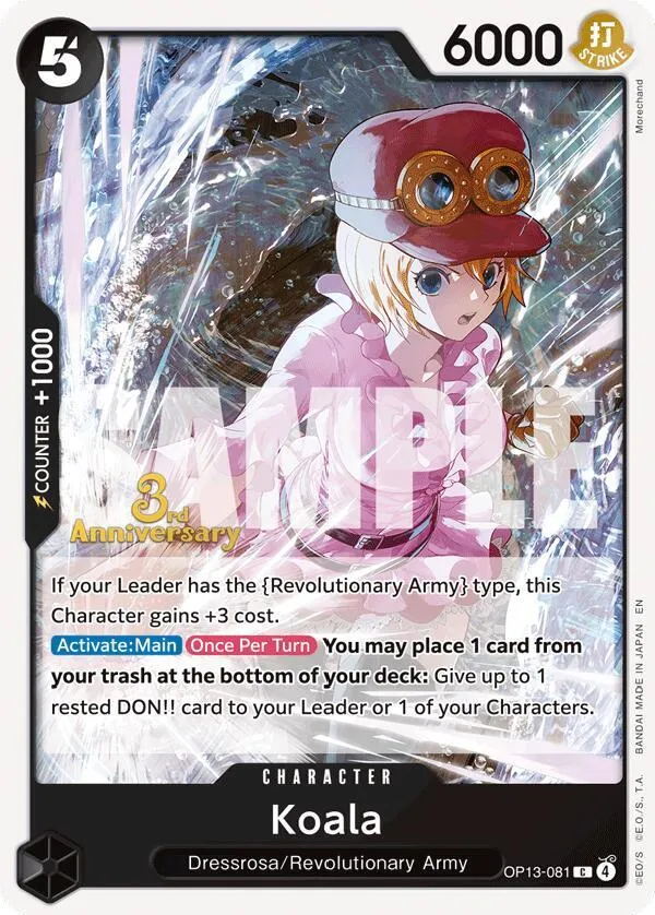 Koala — Carrying On His Will: 3rd Anniversary Tournament Cards — One Piece Card Game