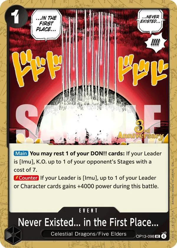 Never Existed... in the First Place... — Carrying On His Will: 3rd Anniversary Tournament Cards — One Piece Card Game