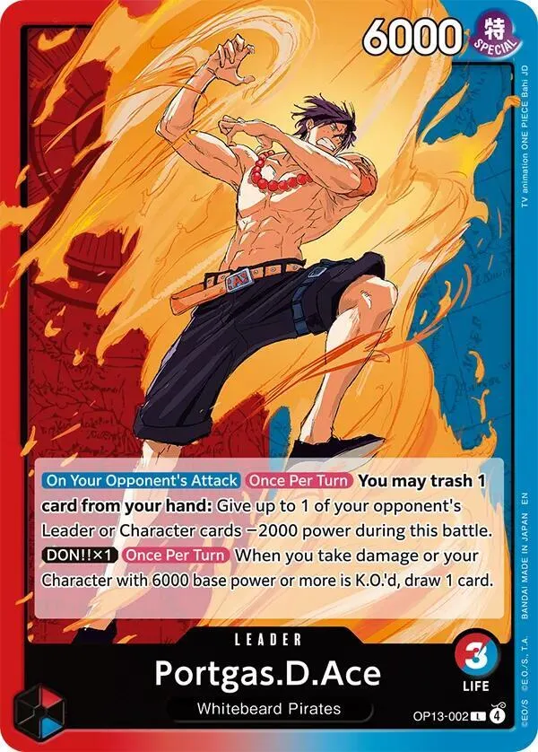 Portgas.D.Ace (002) — Carrying On His Will — One Piece Card Game