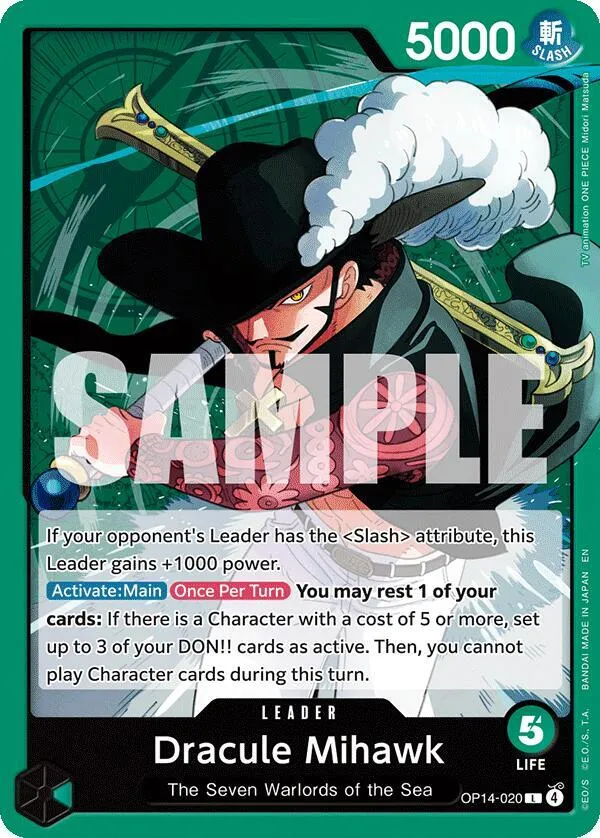 Dracule Mihawk - OP14-020 — The Azure Sea's Seven — One Piece Card Game