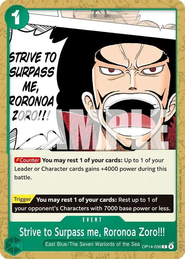 Strive to Surpass me, Roronoa Zoro!!! — The Azure Sea's Seven — One Piece Card Game