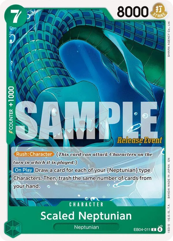Scaled Neptunian — The Azure Sea's Seven Release Event Cards — One Piece Card Game