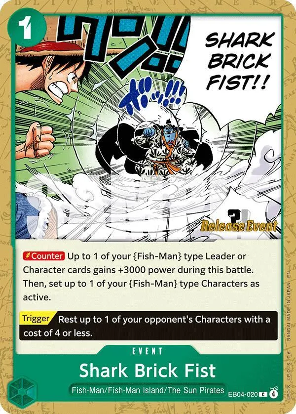 Shark Brick Fist — The Azure Sea's Seven Release Event Cards — One Piece Card Game