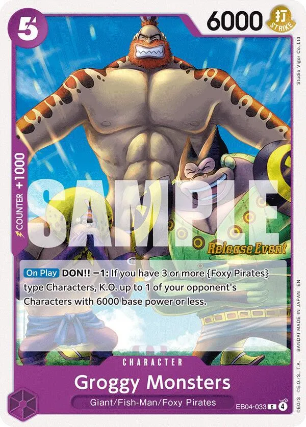 Groggy Monsters — The Azure Sea's Seven Release Event Cards — One Piece Card Game