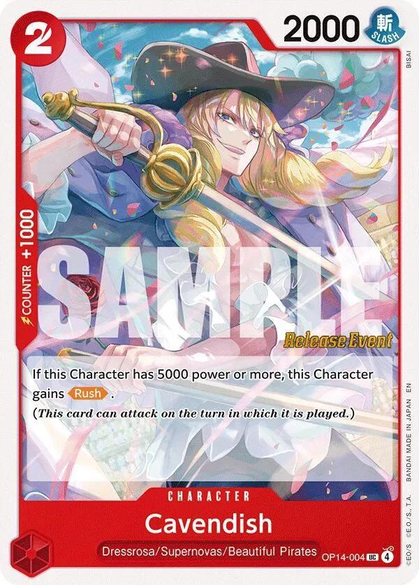 Cavendish — The Azure Sea's Seven Release Event Cards — One Piece Card Game