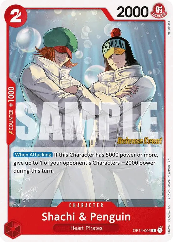Shachi & Penguin — The Azure Sea's Seven Release Event Cards — One Piece Card Game