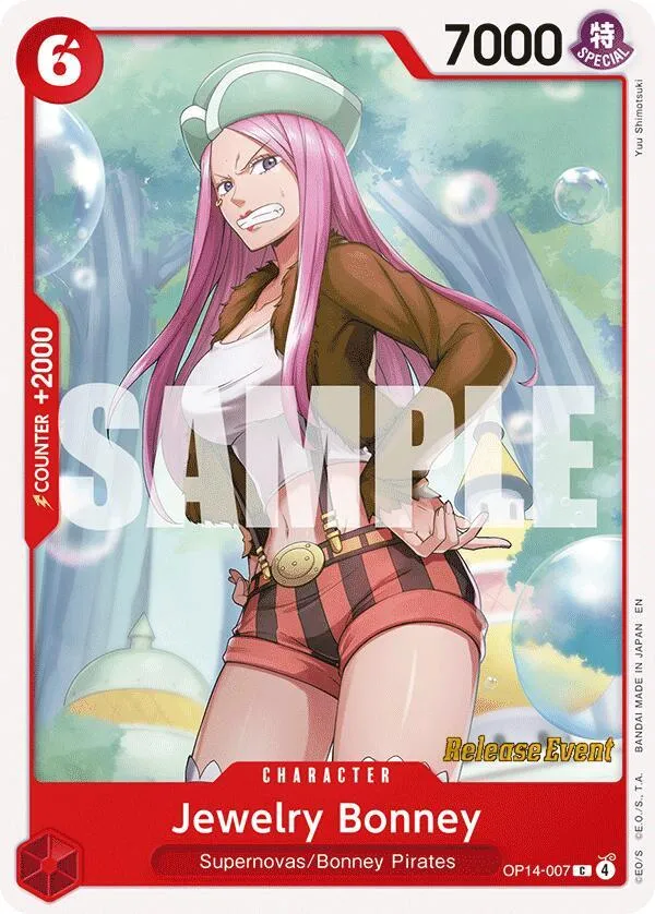 Jewelry Bonney — The Azure Sea's Seven Release Event Cards — One Piece Card Game