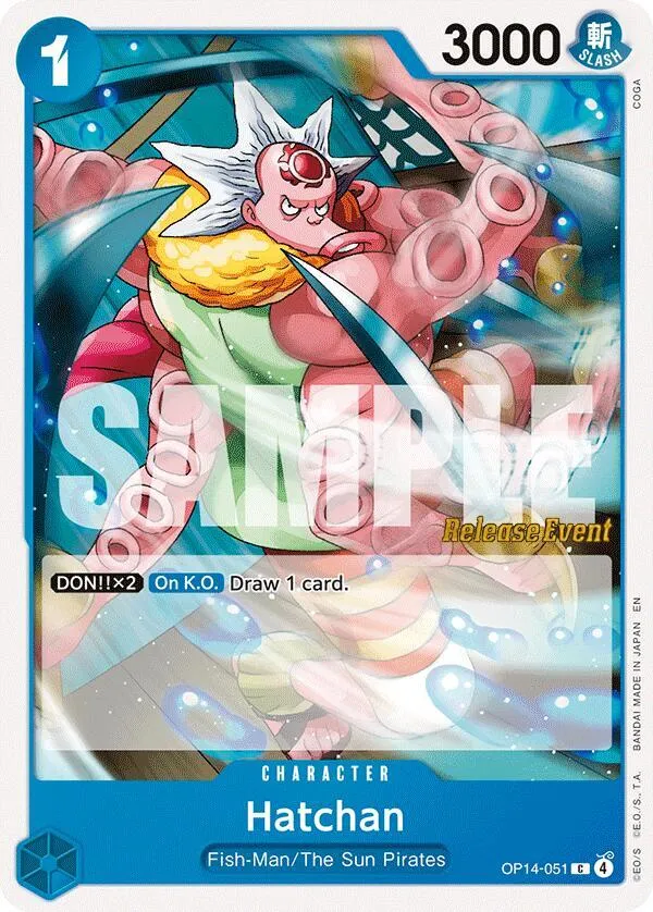 Hatchan — The Azure Sea's Seven Release Event Cards — One Piece Card Game
