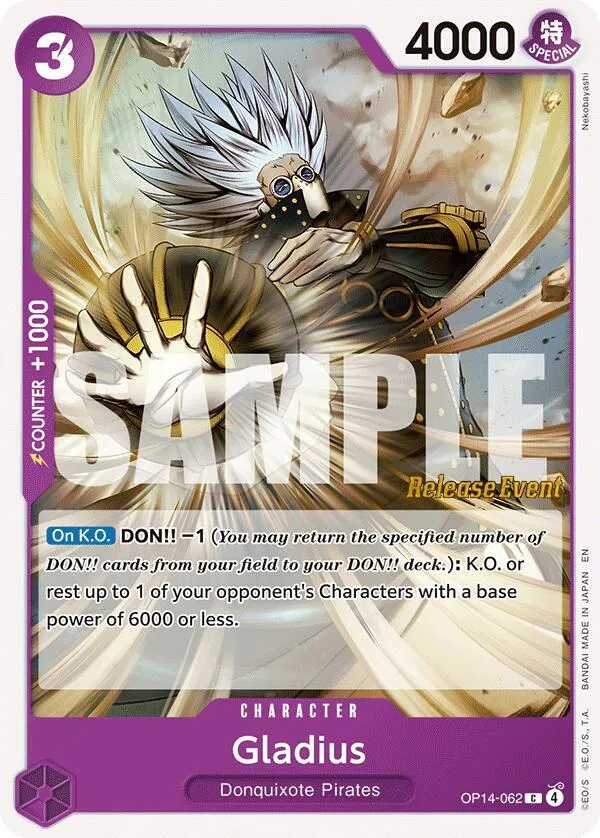 Gladius — The Azure Sea's Seven Release Event Cards — One Piece Card Game