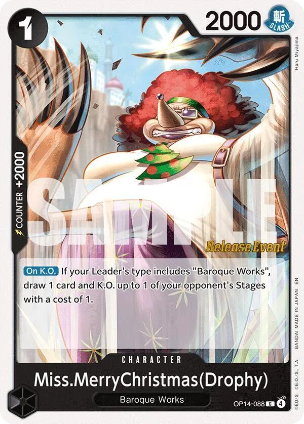 Miss.MerryChristmas(Drophy) — The Azure Sea's Seven Release Event Cards — One Piece Card Game