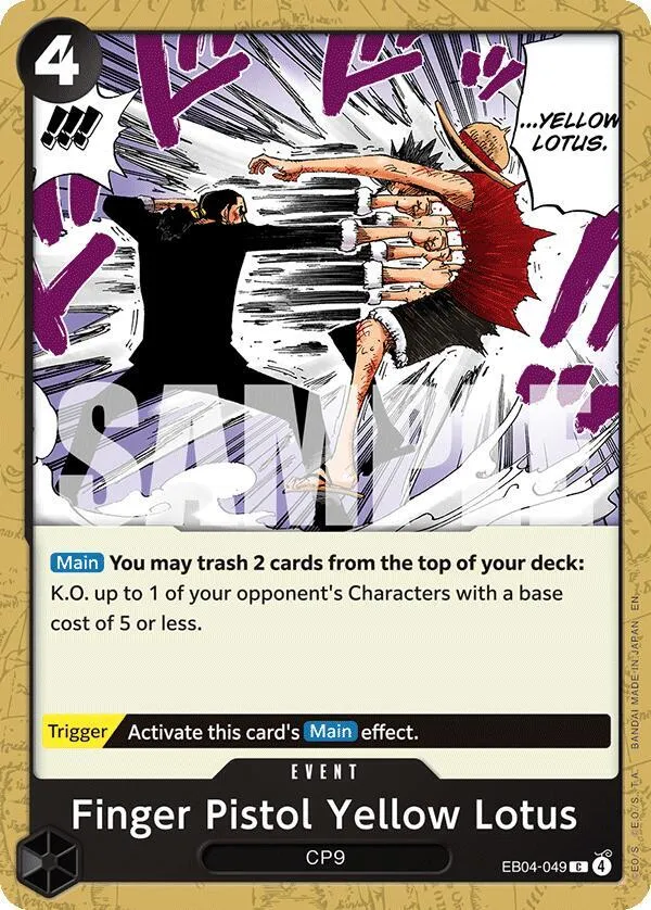 Finger Pistol Yellow Lotus — Adventure on Kami's Island — One Piece Card Game