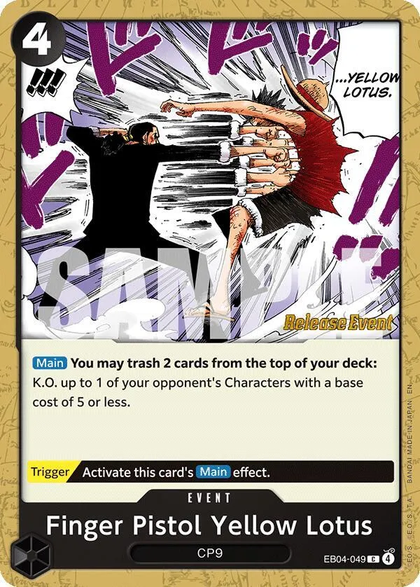 Finger Pistol Yellow Lotus — Adventure on Kami's Island Release Event Cards — One Piece Card Game