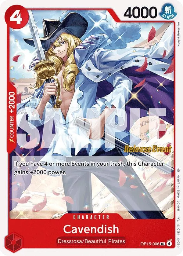 Cavendish — Adventure on Kami's Island Release Event Cards — One Piece Card Game