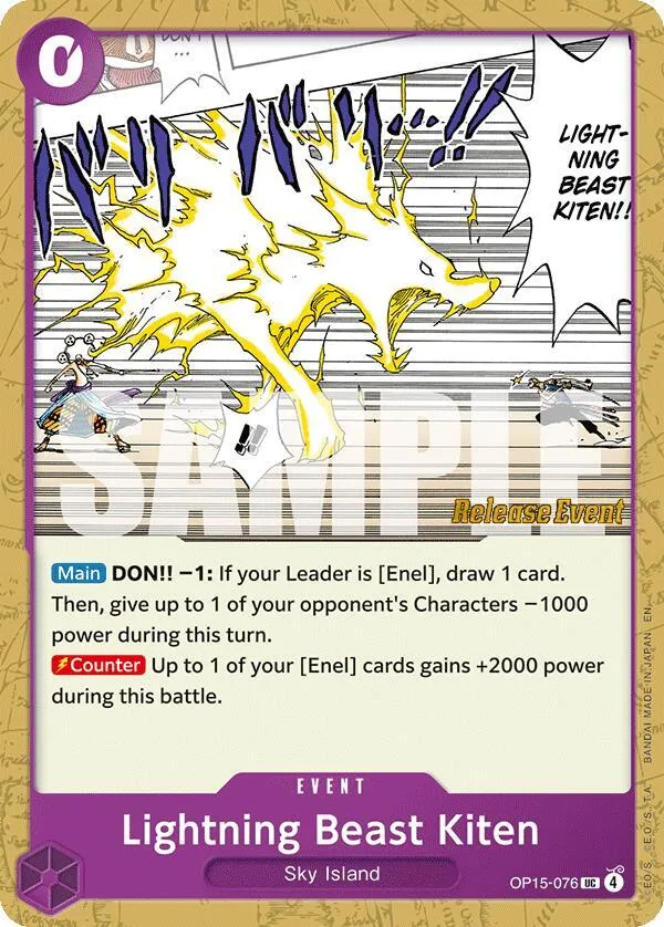 Lightning Beast Kiten — Adventure on Kami's Island Release Event Cards — One Piece Card Game