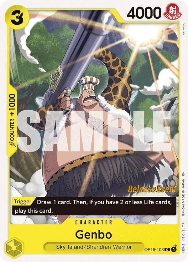 Genbo — Adventure on Kami's Island Release Event Cards — One Piece Card Game
