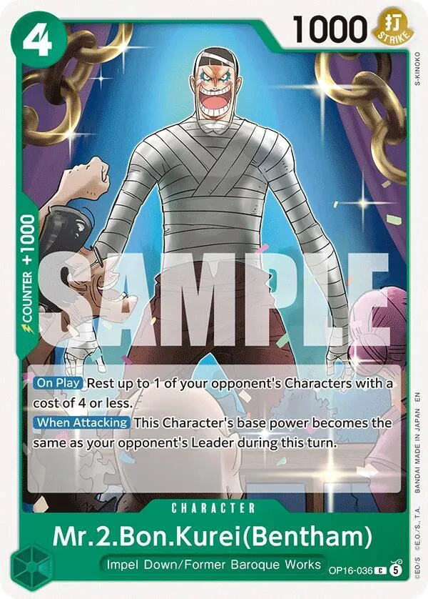 Mr.2.Bon.Kurei(Bentham) (036) — The Time of Battle — One Piece Card Game