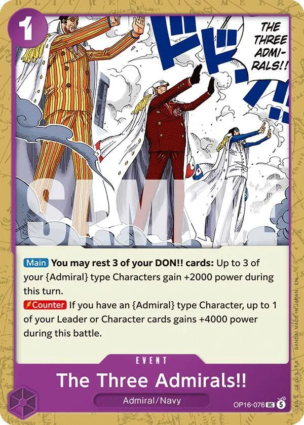 The Three Admirals!! — The Time of Battle — One Piece Card Game