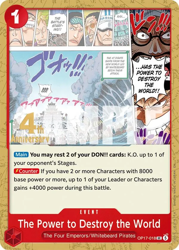 The Power to Destroy the World — The World's Strongest Warriors Release Event Cards — One Piece Card Game