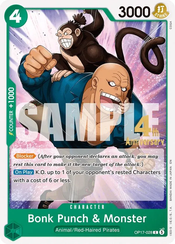 Bonk Punch & Monster — The World's Strongest Warriors Release Event Cards — One Piece Card Game