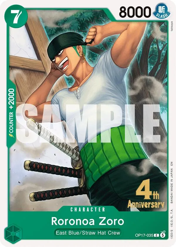 Roronoa Zoro (035) — The World's Strongest Warriors Release Event Cards — One Piece Card Game