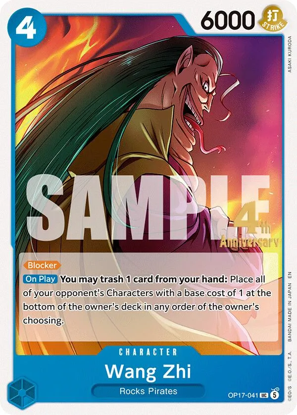 Wang Zhi from The World's Strongest Warriors Release Event Cards - One Piece Card Game