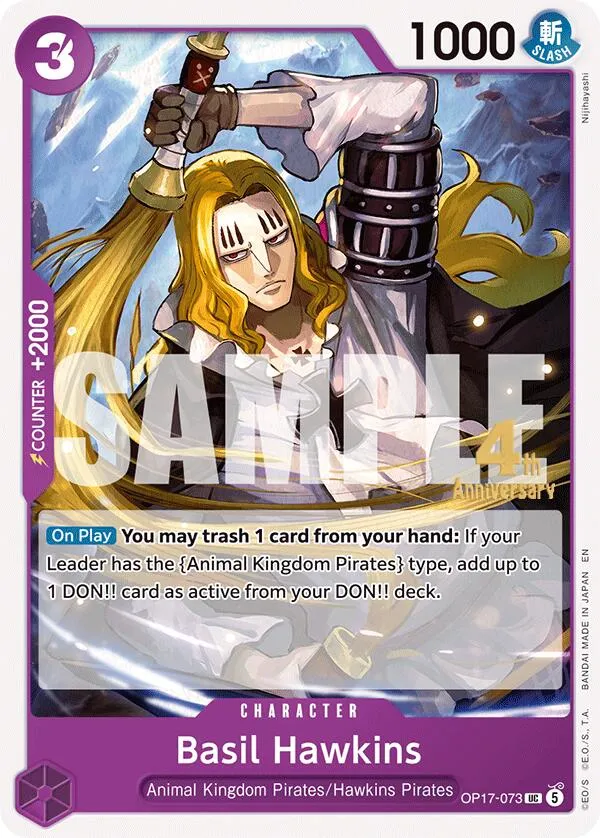 Basil Hawkins — The World's Strongest Warriors Release Event Cards — One Piece Card Game