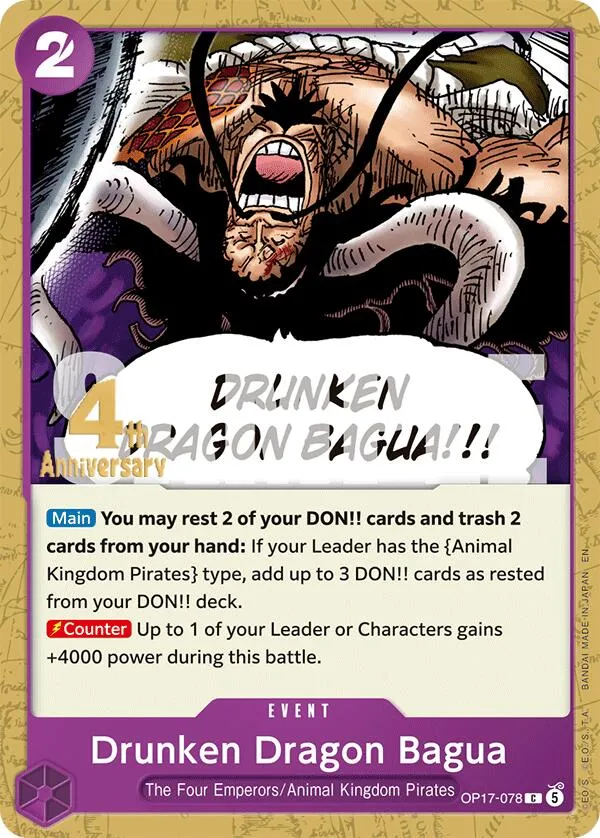 Drunken Dragon Bagua — The World's Strongest Warriors Release Event Cards — One Piece Card Game