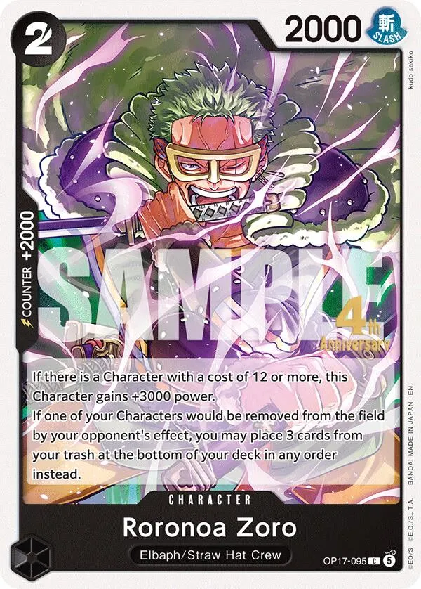 Roronoa Zoro (095) — The World's Strongest Warriors Release Event Cards — One Piece Card Game