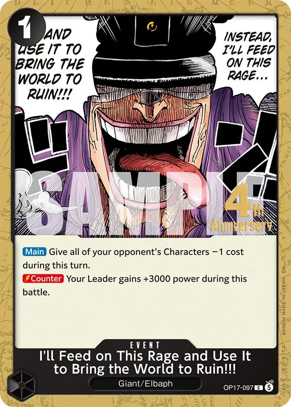 I'll Feed on This Rage and Use It to Bring the World to Ruin!!! — The World's Strongest Warriors Release Event Cards — One Piece Card Game