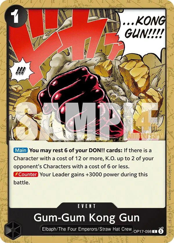 Gum-Gum Kong Gun — The World's Strongest Warriors Release Event Cards — One Piece Card Game