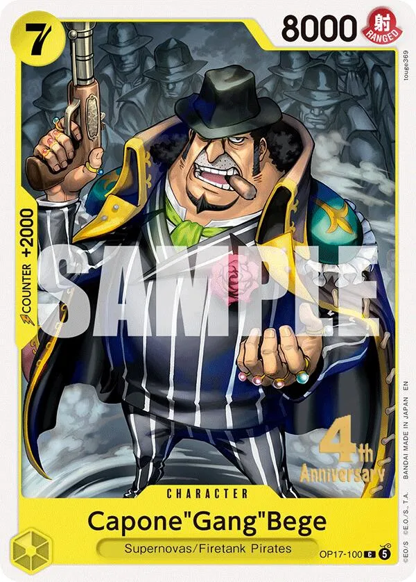 Capone"Gang"Bege — The World's Strongest Warriors Release Event Cards — One Piece Card Game