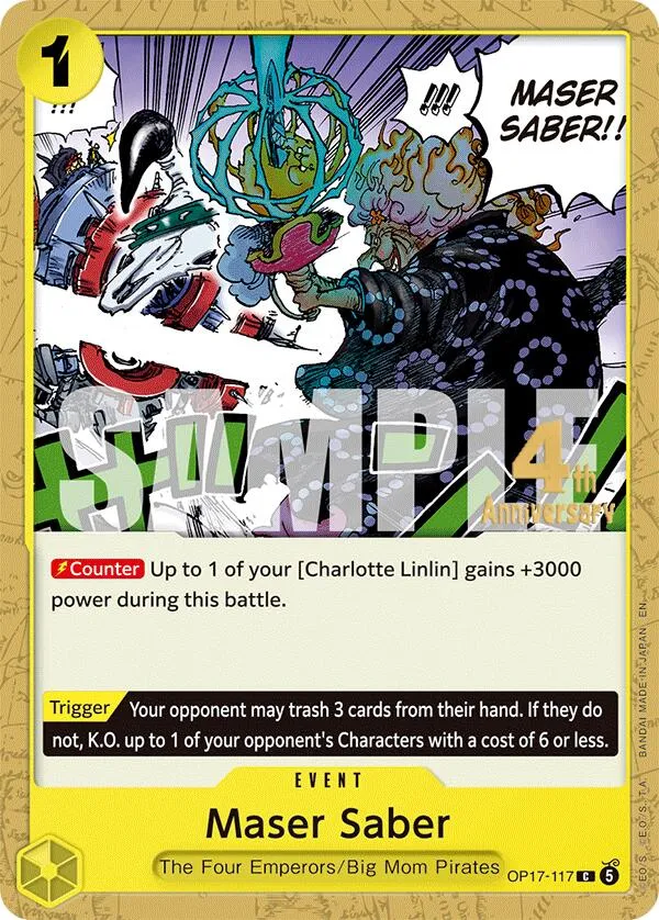 Maser Saber — The World's Strongest Warriors Release Event Cards — One Piece Card Game
