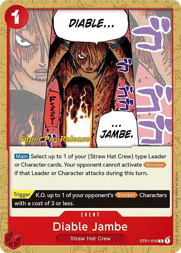 Diable Jambe — ST-01: Starter Deck 1 Straw Hat Crew (Super Pre-Release Edition) — One Piece Card Game
