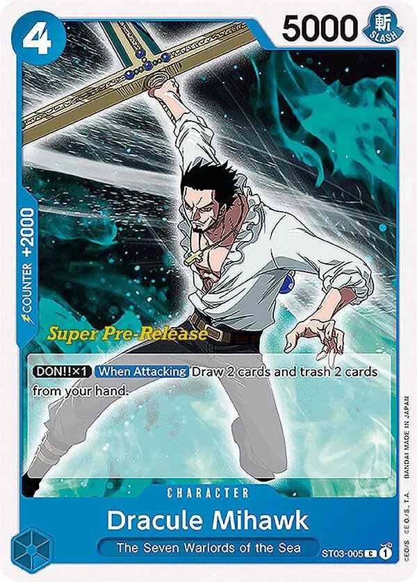 Dracule Mihawk — ST-03: Starter Deck 3 The Seven Warlords of The Sea (Super Pre-Release Edition) — One Piece Card Game