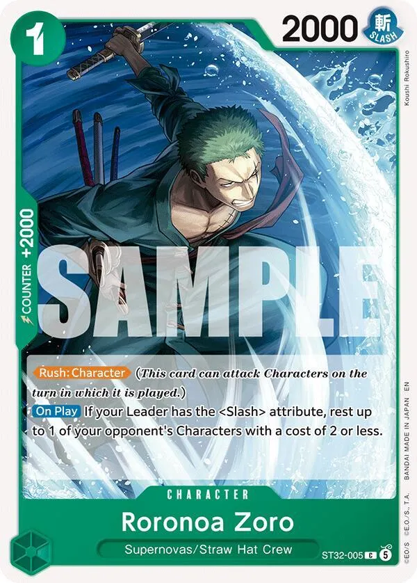 Roronoa Zoro (ST32-005) — ST-32: Starter Deck 32 GREEN Roronoa Zoro — One Piece Card Game