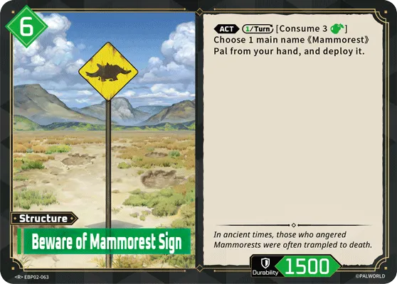 Beware of Mammorest Sign — Legends Awaken — Palworld TCG